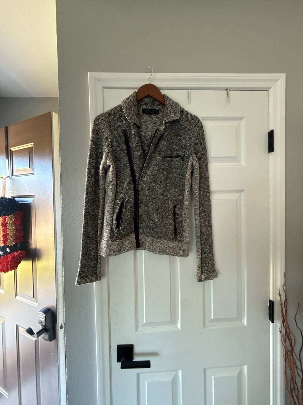 Rag & Bone Grey Tweed Moto Zip Biker Jacket Size S